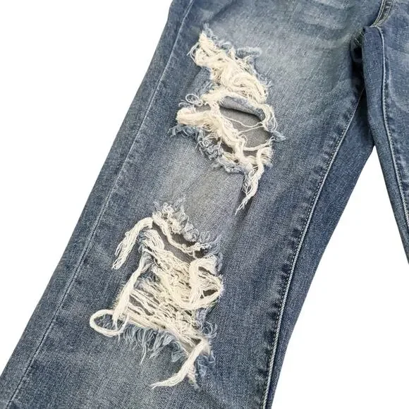 Judy Blue Jeans Womens 3 26 Boyfriend Fit Distressed Ripped Medium Wash Denim - Picture 3 of 16